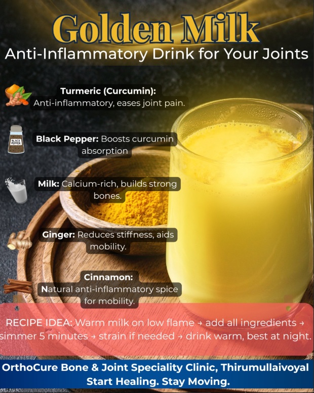 Golden milk prepared with turmeric, ginger, and spices, traditionally consumed in Indian households