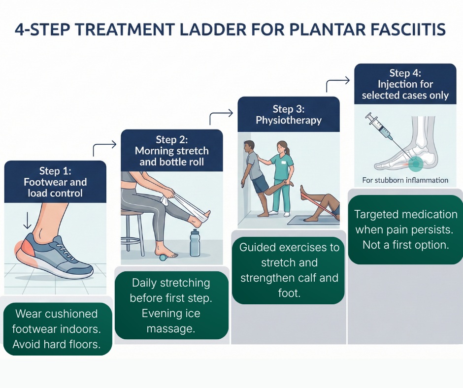 4 step plantar fasciitis treatment ladder for first step morning heel pain