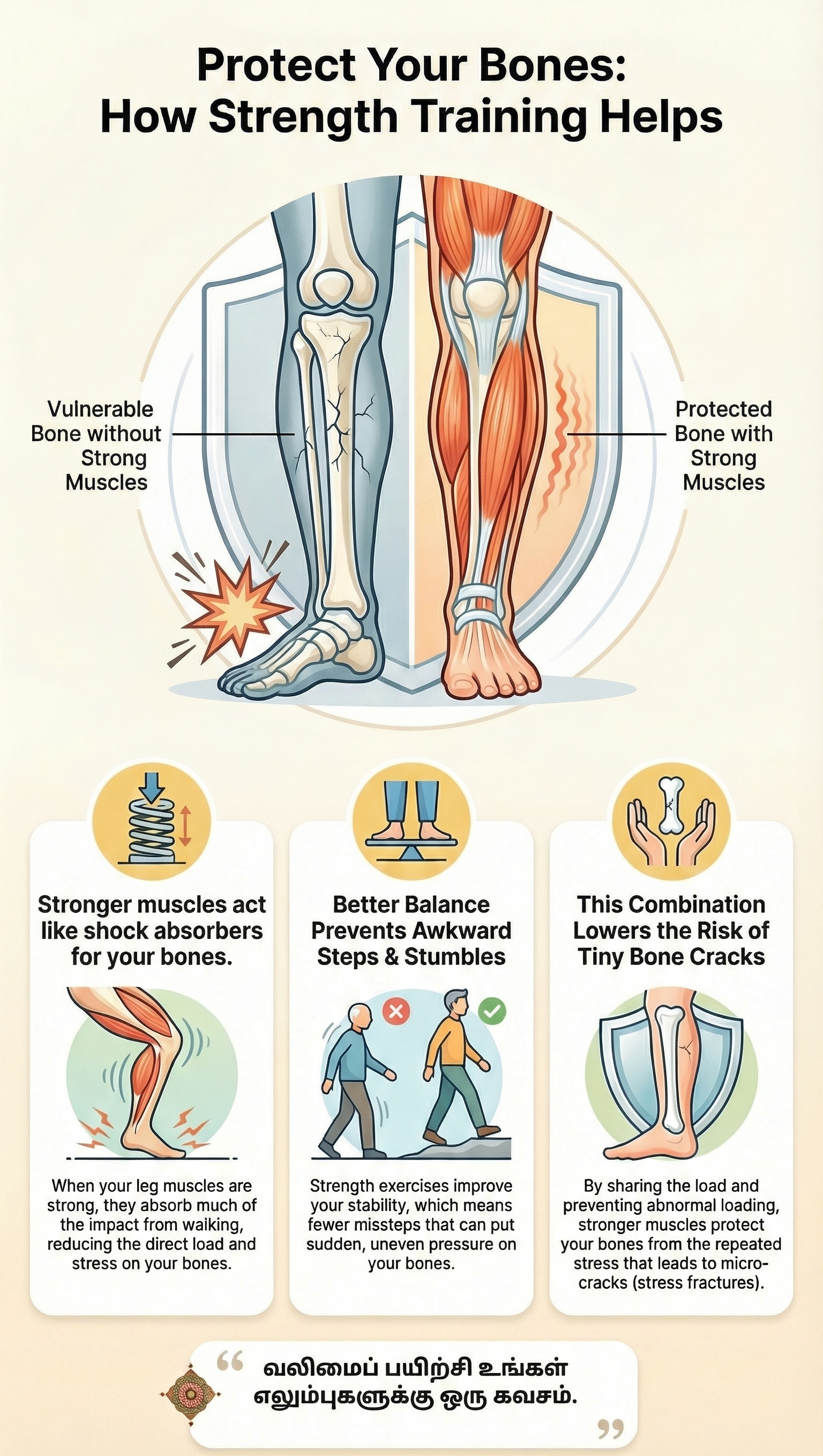 Person outdoors at sunrise raising arms to symbolise strength, balance, sunlight, and daily habits that protect bone